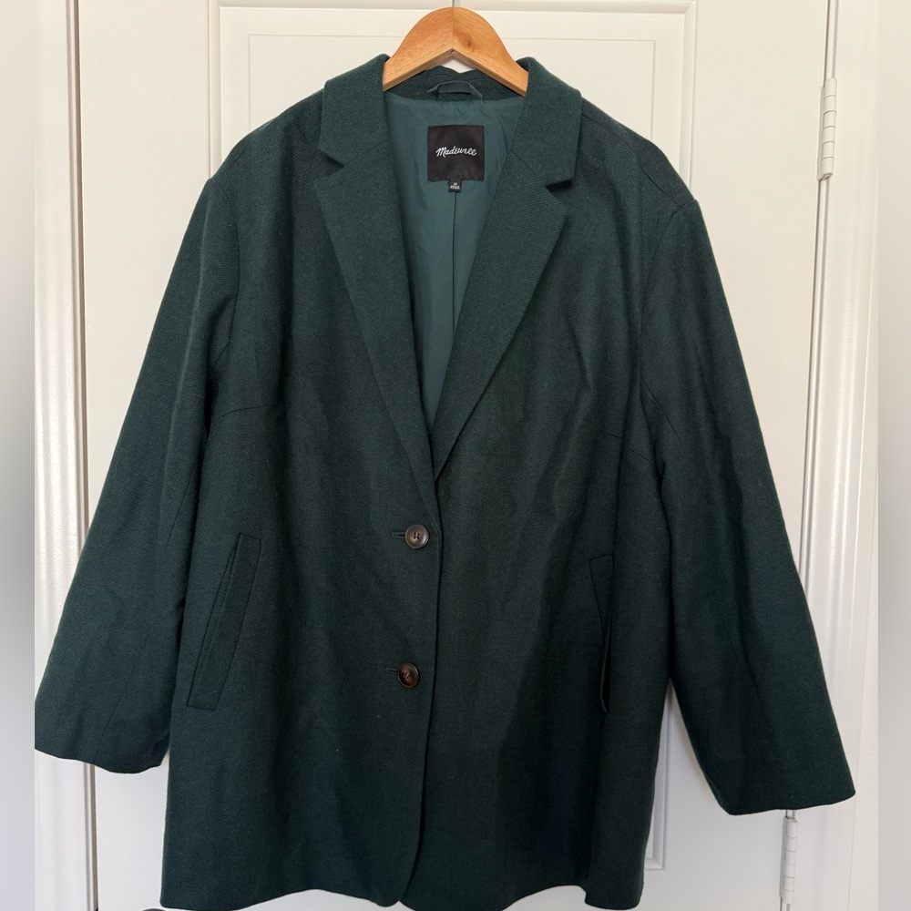 Madewell The Brushed Oversized Dorset Blazer Green Wool Jacket Plus Size 1X - Picture 2 of 10
